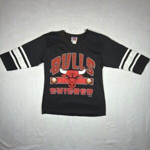 Vintage Chicago Bulls Team Rated Shirt Kids Medium 10-12 Black Long Sleeve USA